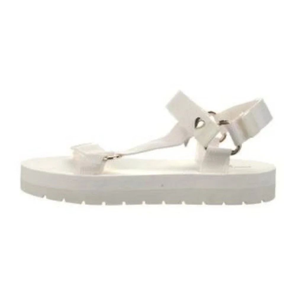 Stoney Clover Lane Women's Hook Loop Strappy White Summer Sandals 6